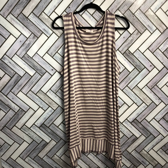 LOGO Lavender & Cream Striped Tunic Tank Top